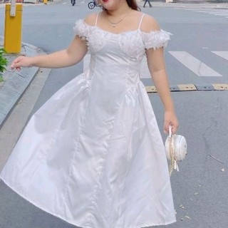 [Hình thật] Đầm big size phối hoa từ 55kg-90kg (bigsize, to, lớn, béo, mập, size lớn, bự)