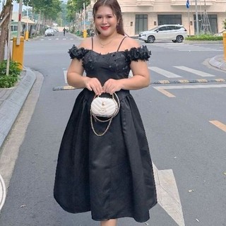 [Hình thật] Đầm big size phối hoa từ 55kg-90kg (bigsize, to, lớn, béo, mập, size lớn, bự)
