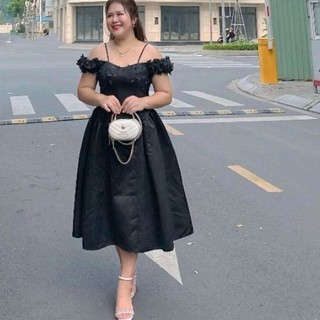 [Hình thật] Đầm big size phối hoa từ 55kg-90kg (bigsize, to, lớn, béo, mập, size lớn, bự)