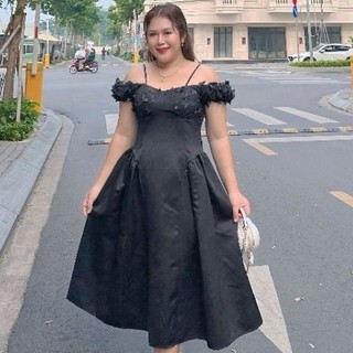 [Hình thật] Đầm big size phối hoa từ 55kg-90kg (bigsize, to, lớn, béo, mập, size lớn, bự)