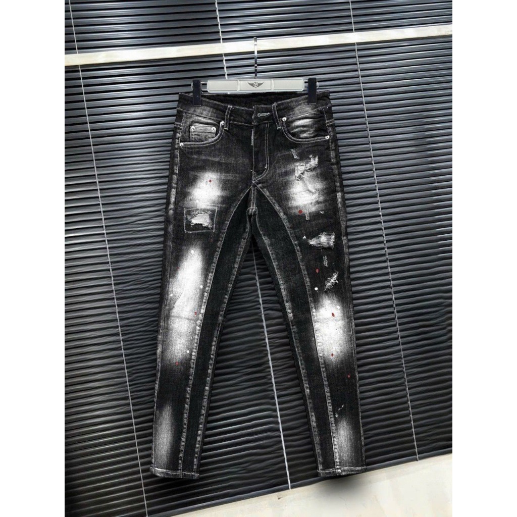 Quần Jeans nam  dài ống côn  cao cấp khóa lệch - Quần bò rách hàng quảng châu nam đẹp shop 2k_store