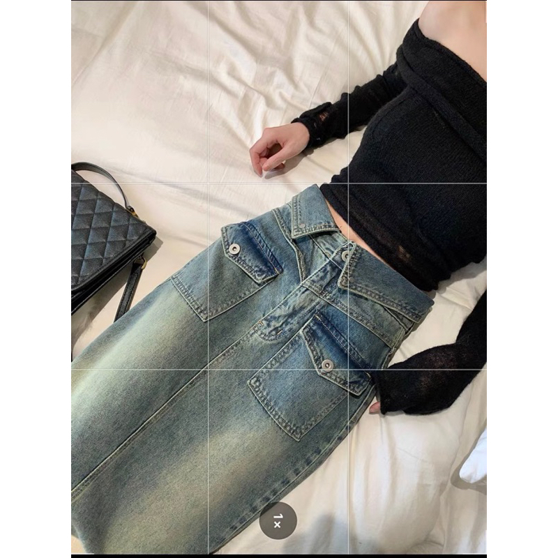 Chân Váy Jean Chữ a Lưng Cao Dáng Rộng Thời Trang Mùa Thu Cho Nữ