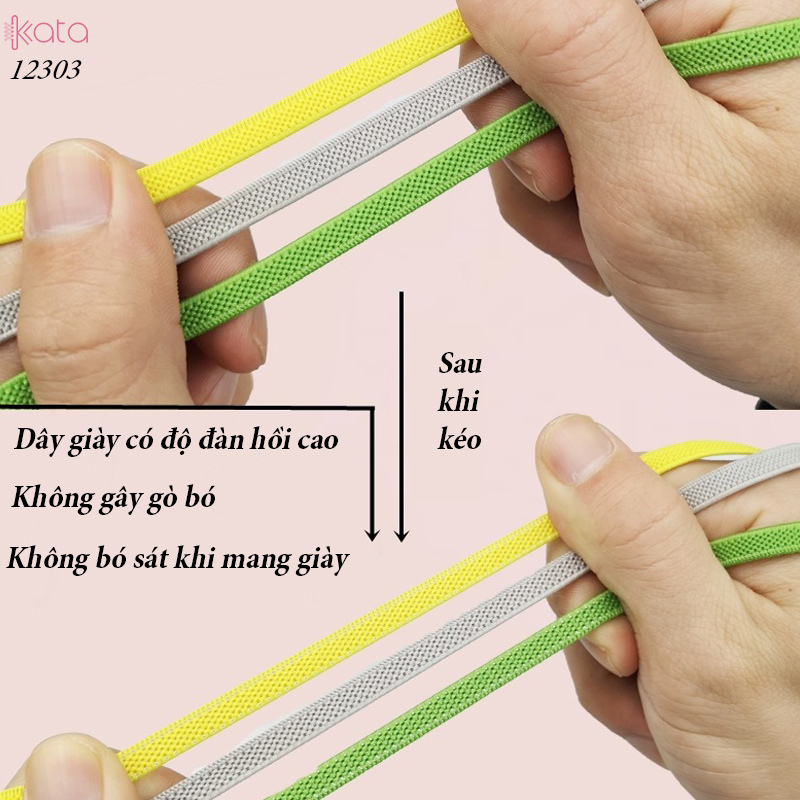 Dây giày lười đàn hồi khóa bấm tiện lợi Nam,Nữ, Trẻ em 12303