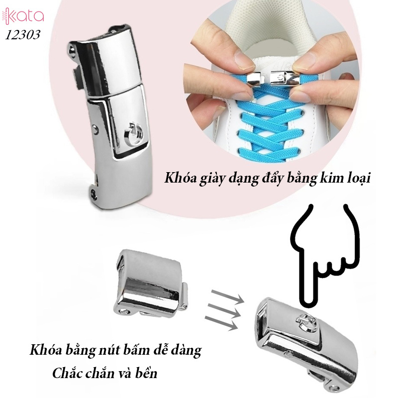 Dây giày lười đàn hồi khóa bấm tiện lợi Nam,Nữ, Trẻ em 12303