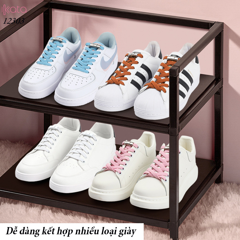 Dây giày lười đàn hồi khóa bấm tiện lợi Nam,Nữ, Trẻ em 12303