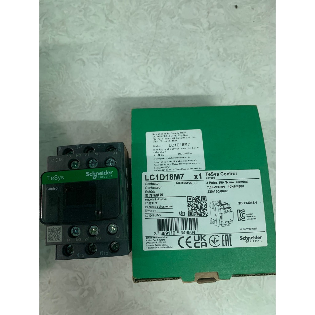 Khởi động từ Contactor 3P 18A 220V [LC1D18M7]