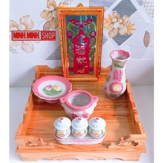 Bộ đồ thờ cúng ông táo, bàn thờ 40cm gỗ xoan,...