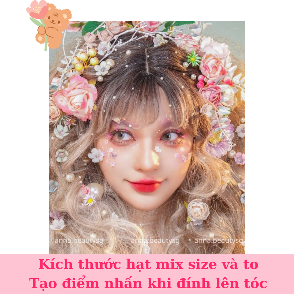 Đá đính tóc makeup, hạt dán trang điểm lấp lánh có sẵn keo