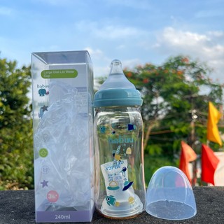 Bình sữa Babuu cổ rộng nhựa PPSU Xanh UFO 160m, 240ml (Phiên bản giới hạn)