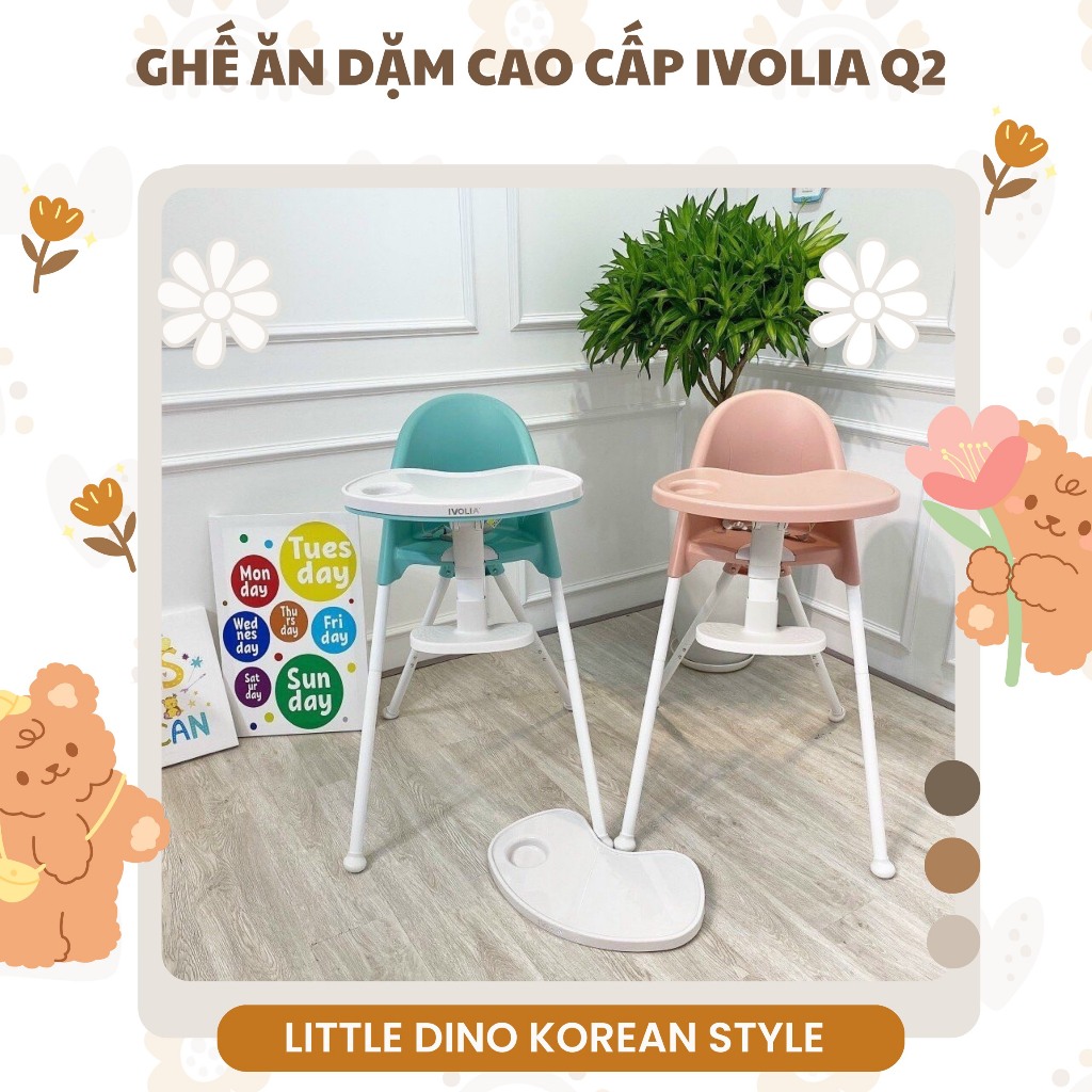 | Mẫu mới về | Ghế ăn dặm IVOLIA Q2 lưng silicon chống thấm, không cần giặt, xịt rửa cực tiện lợi, khô cho bé giá rẻ