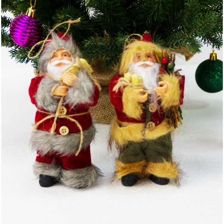 Ông Già Noel Đứng 18cm Mặc Áo Lông Trang Trí Noel Giáng Sinh