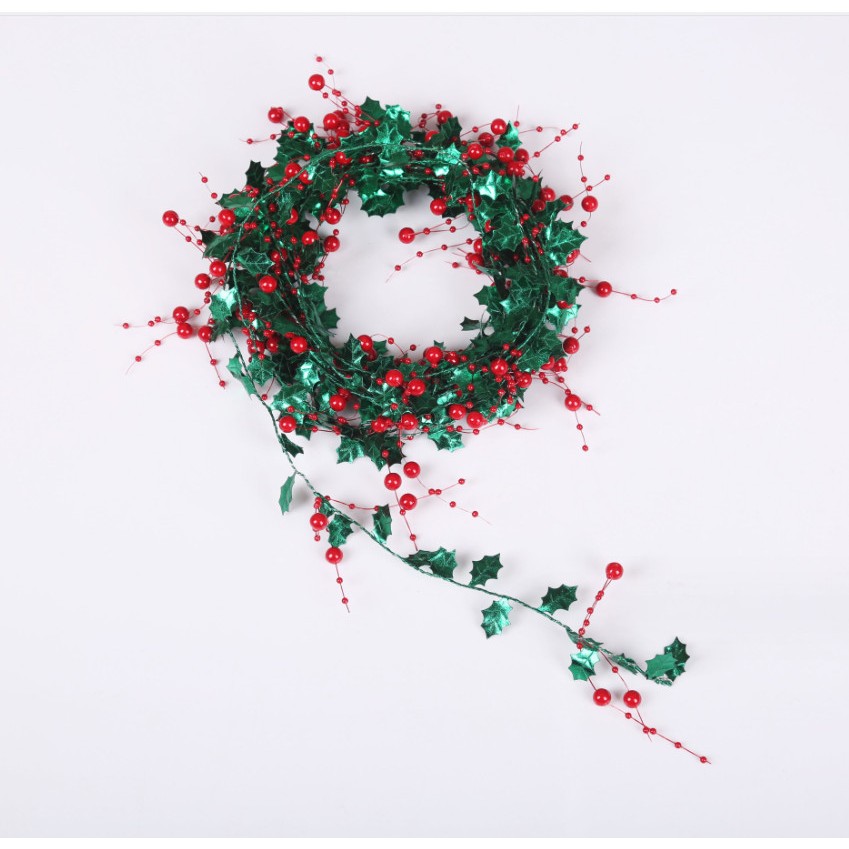 Cuộn 5 Mét Dây Lá Và Hạt Châu DC08 Phụ Kiện Trang Trí Noel Giáng Sinh Phụ Kiện HandMade