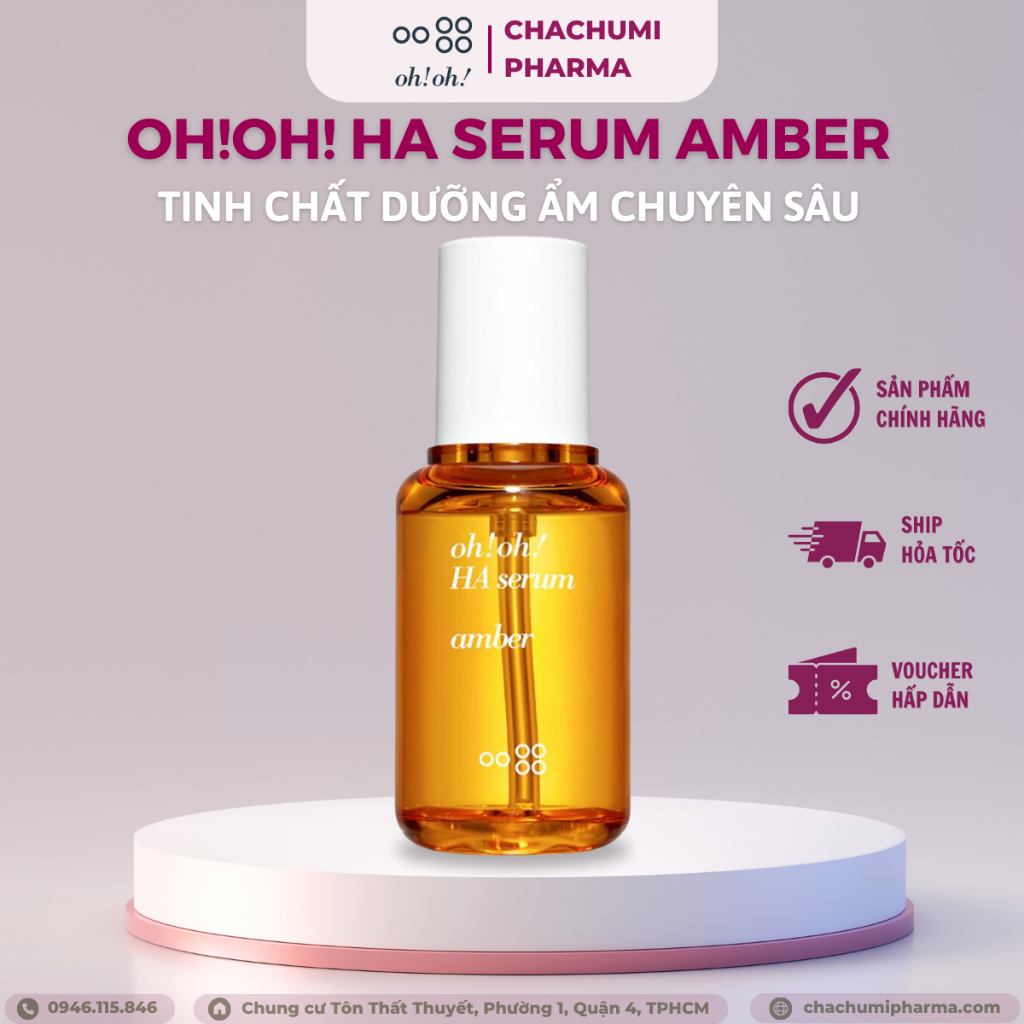 Tinh Chất Dưỡng Ẩm Chuyên Sâu oh!oh! HA Serum: amber 30ml