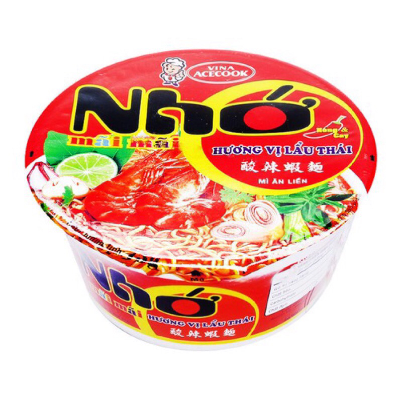 Mì Tô NHỚ vị Lẩu Thái / vị Phở Bò  Acecook ( thùng 12 tô x 84 g)