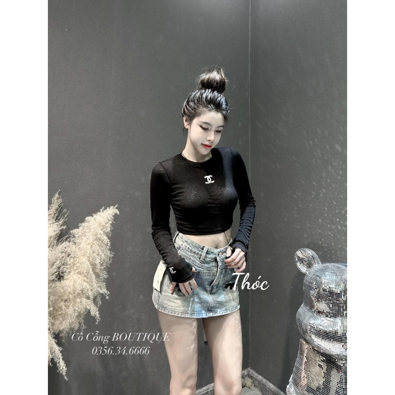 Áo crotop cổ tròn