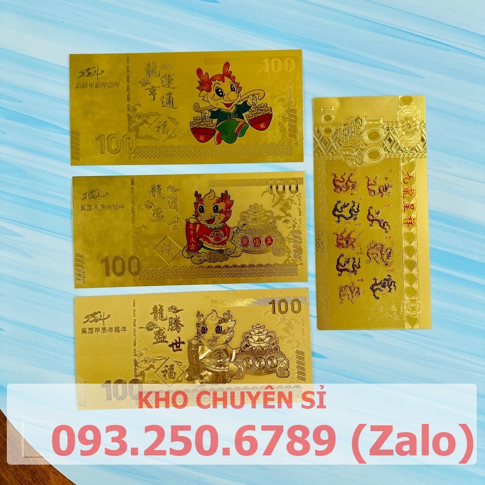 Lá Vàng Hình Con Rồng Macao 100 Lì Xì Tết May Mắn