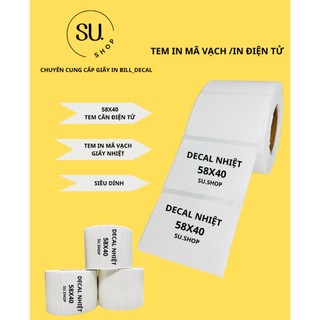 Giấy in tem nhiệt khổ 60x40 - Decal in tem nhãn phụ - Tem cân điện tử 58x40