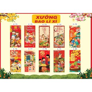 50 bao lì xì chọn mẫu giá sỉ 2024, bao lì xì tết