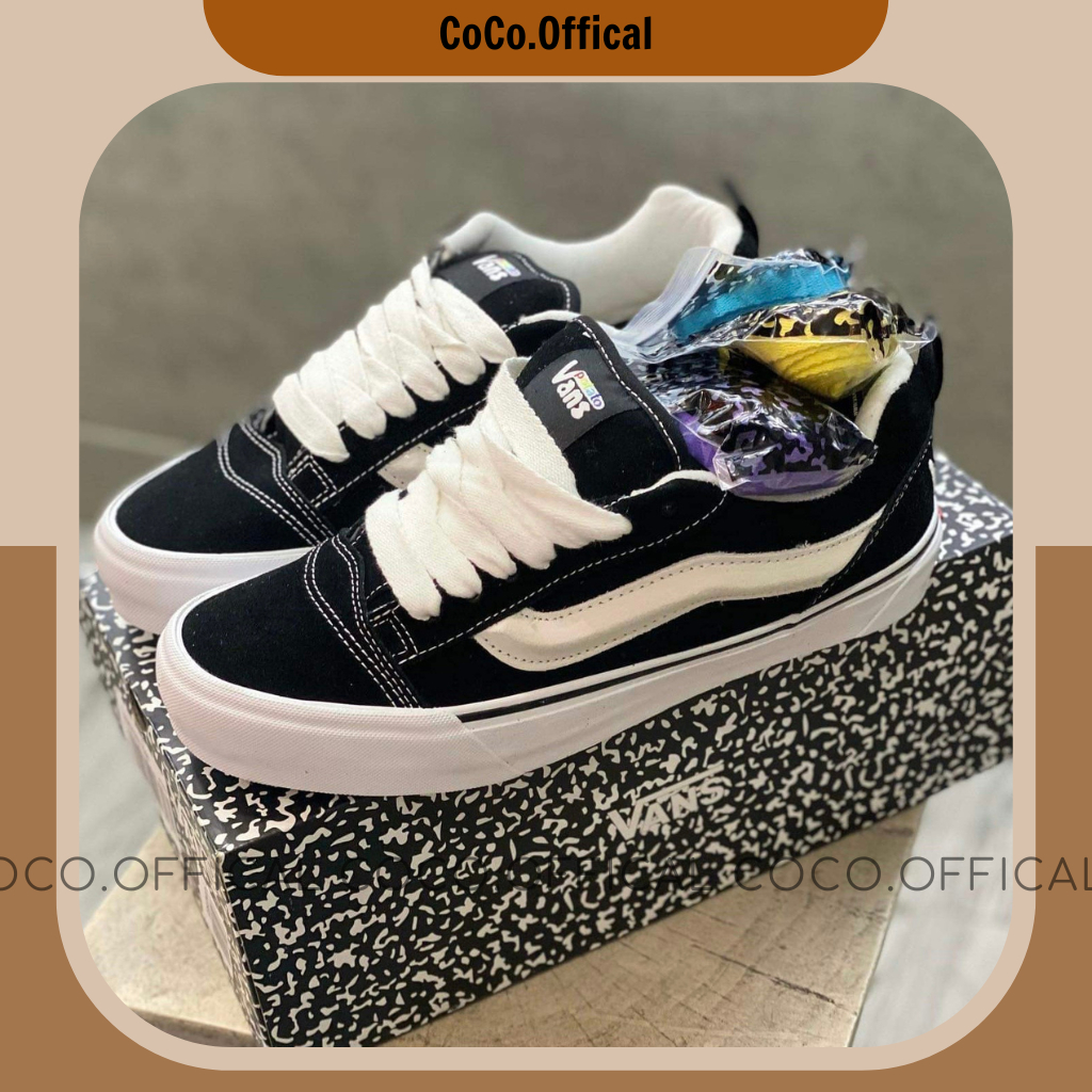 Giày Vans Knu Skool Black White Basic Lai Au Nam Nữ