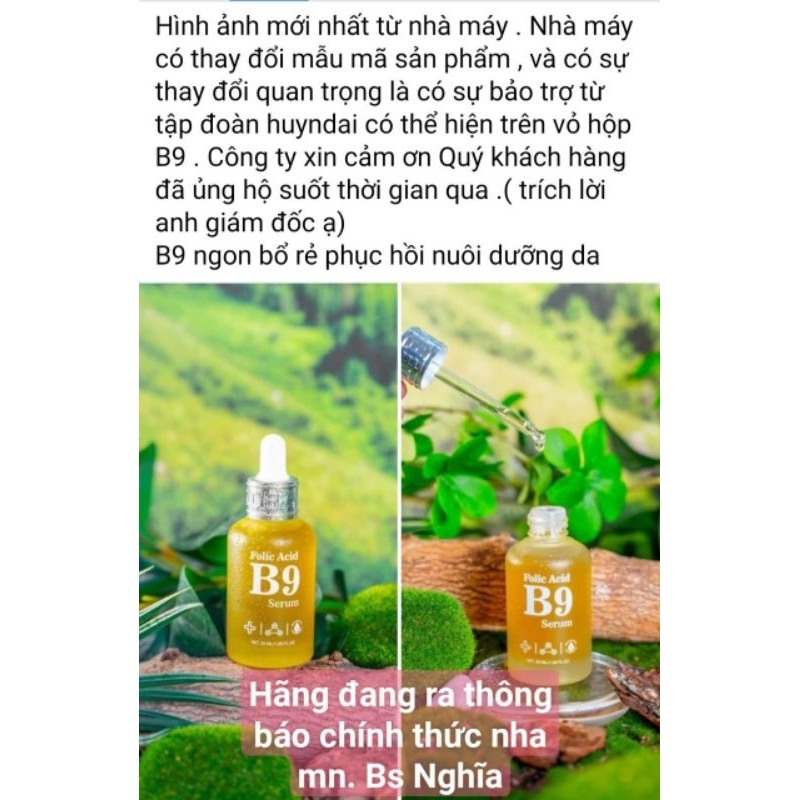 [CÔNG TY - CHÍNH HÃNG] Serum B9 Vic Derma Folic Acid Phục Hồi Trẻ Hóa Vicderma 50ml - Bác Sĩ Nghĩa