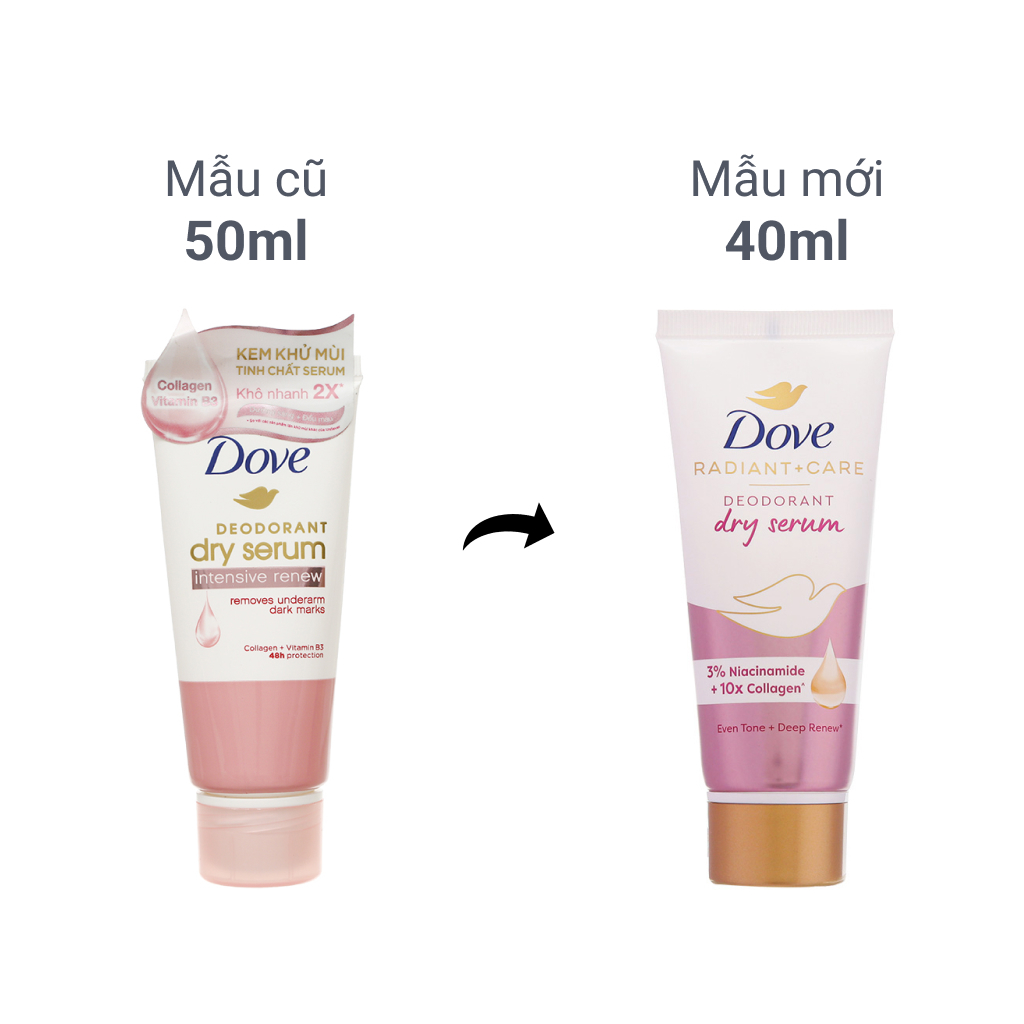 Kem Khử Mùi Dove Collagen & Vitamin B3 Sáng & Mịn Da 40ml