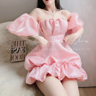 ĐẦm Hồng Cúp Tay Trễ Vai Rớt Phòng