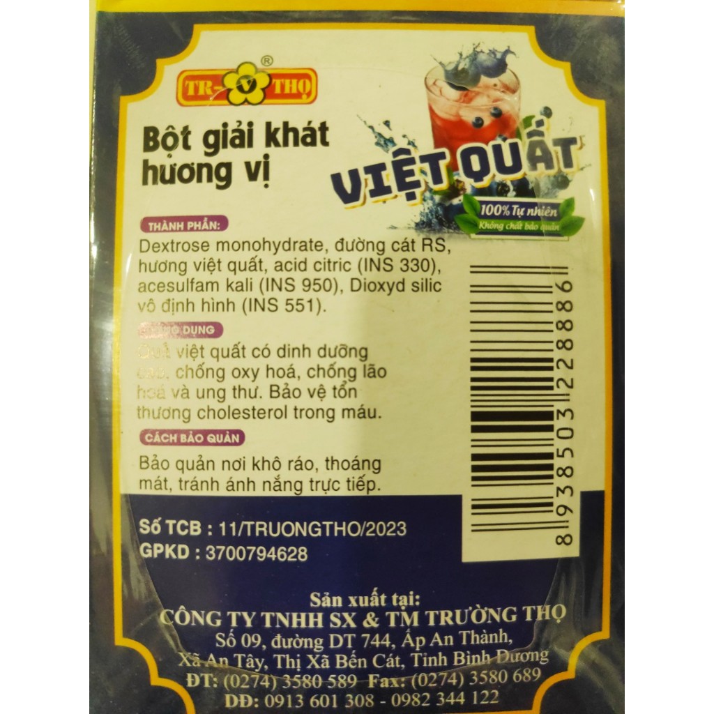 Bột giải khát hương Việt Quất Trương Thọ 18 gói