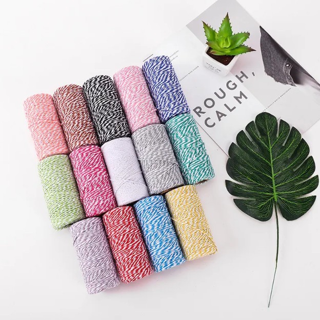 Cuộn 100m Dây Cói Cột Quà Hai Màu RB50 Trang Trí Hộp Quà Giáng Sinh Phụ Kiện Handmade Trang Trí Noel