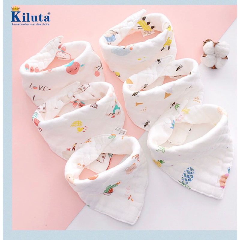 Khăn yếm xô tam giác organic cao cấp/ khăn 2 cúc bấm