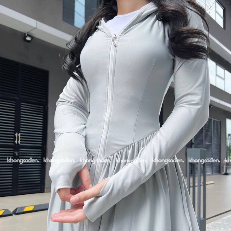 Áo Khoác Chống Nắng Toàn Thân Nữ Chống Tia Uv Tôn Dáng Không Sợ Đen