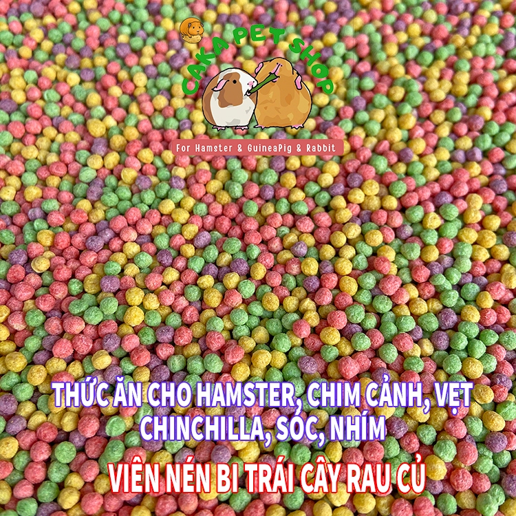 Thức ăn cho Hamster, Chim Cảnh, Vẹt, Sóc, Nhím, Chinchilla. Viên nén bi trái cây rau củ lọ 100gr giá luôn rẻ