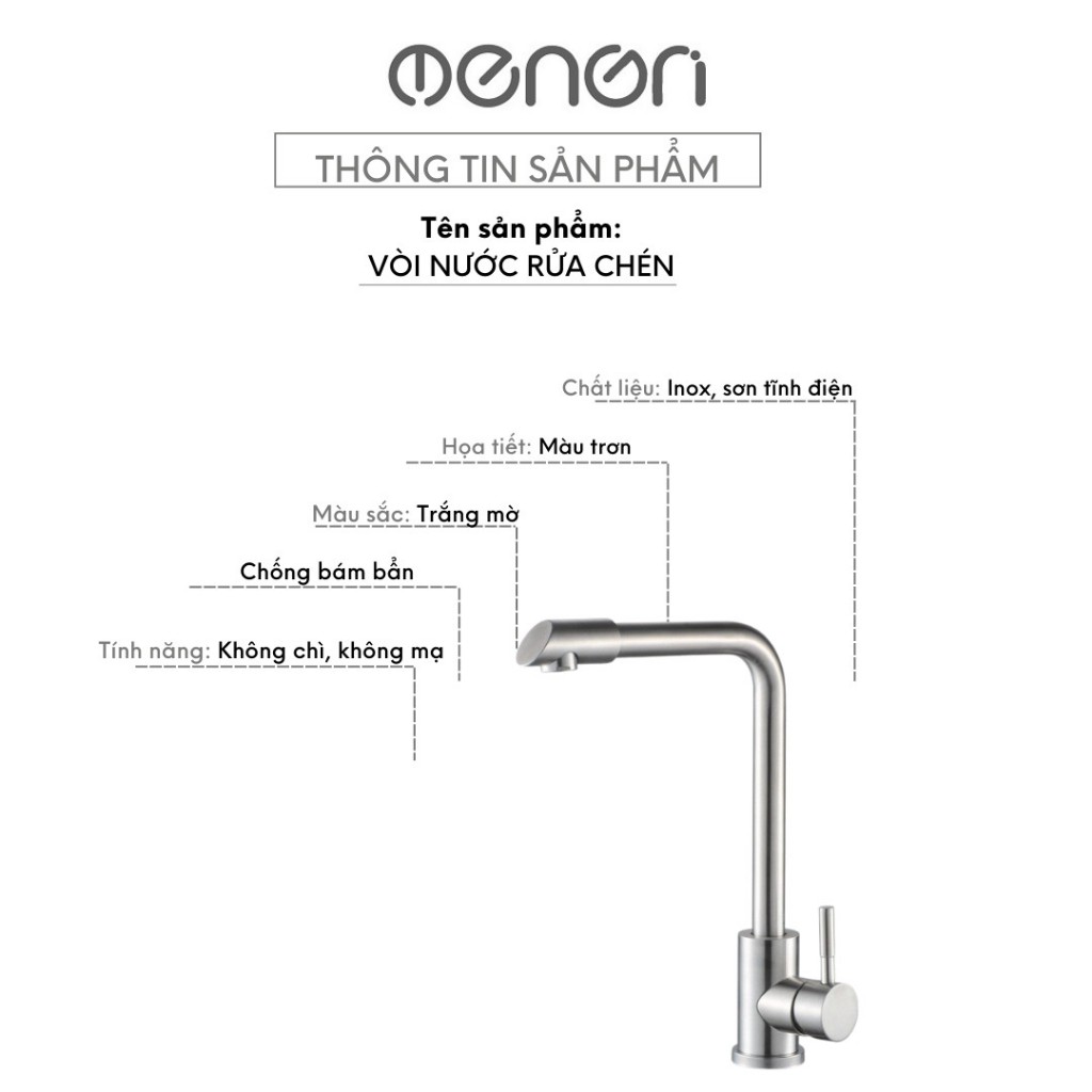 Vòi Chậu Rửa Chén Lavabo INOX304 Xoay 360 Xả 2 Đường Nóng Lạnh Kèm 2 Dây Cấp - OENON