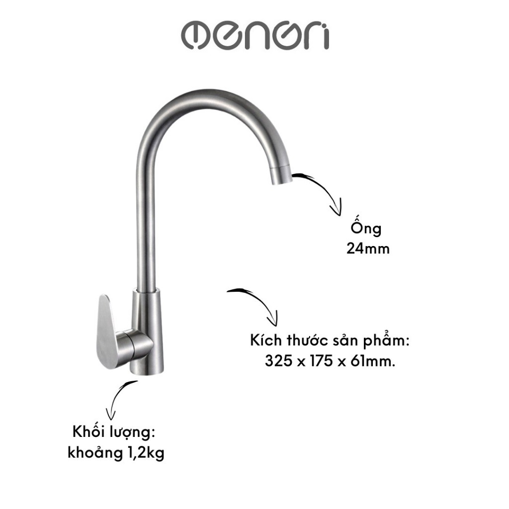 Vòi Chậu Rửa Chén Lavabo INOX304 Xoay 360 Xả 2 Đường Nóng Lạnh Kèm 2 Dây Cấp - OENON