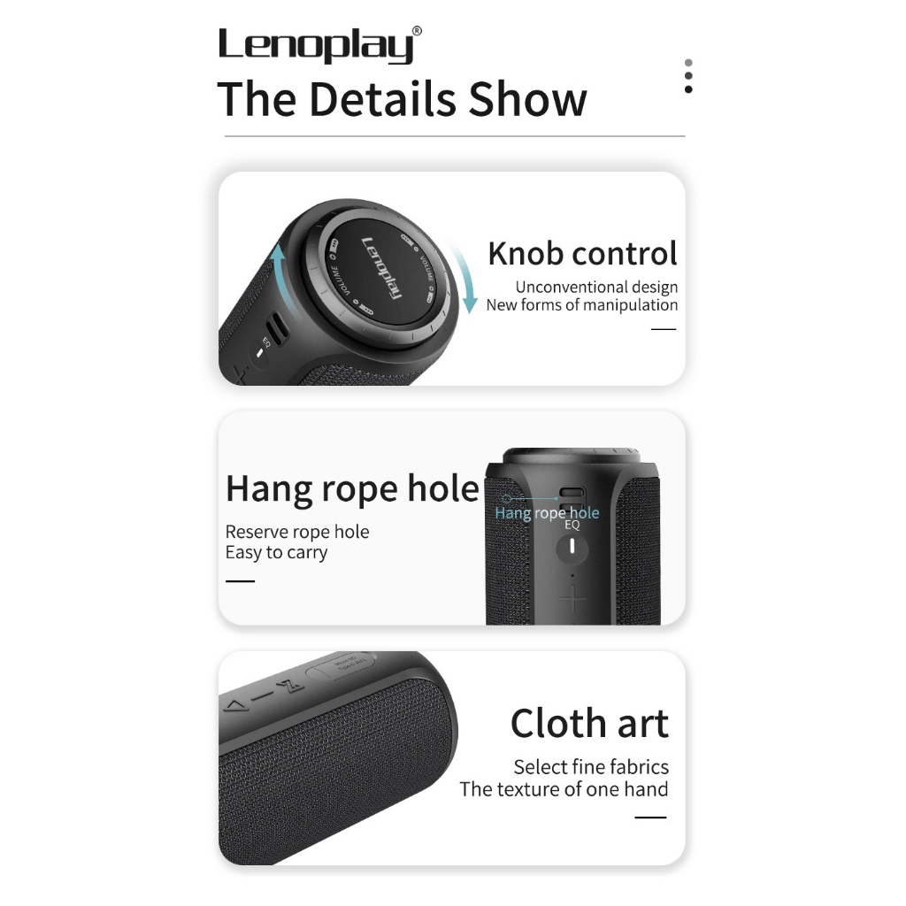 Loa LenoPlay S12| Loa nghe nhạc Bluetooth Công suất 30W, Pin 4000mAh, Kháng nước - Chính hãng, Bảo hành 12Th - OBIBI