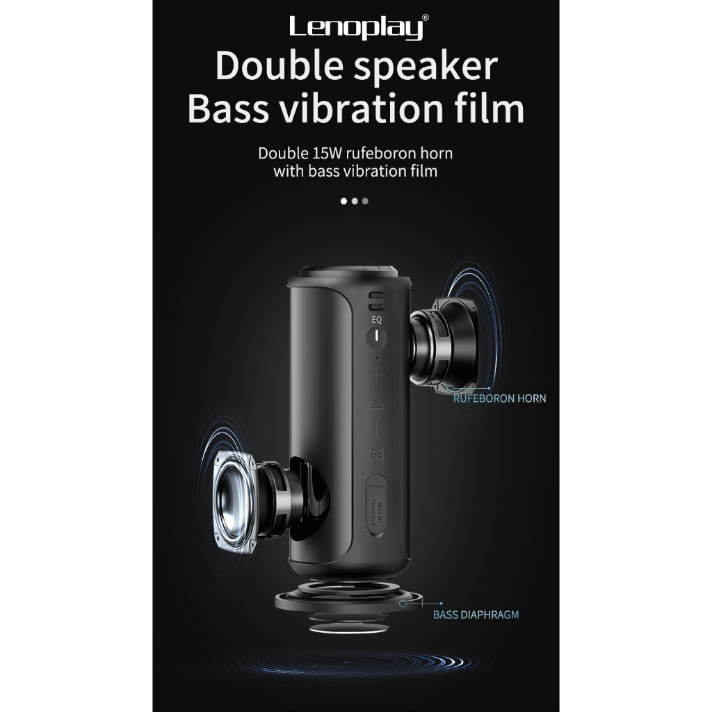 Loa LenoPlay S12| Loa nghe nhạc Bluetooth Công suất 30W, Pin 4000mAh, Kháng nước - Chính hãng, Bảo hành 12Th - OBIBI