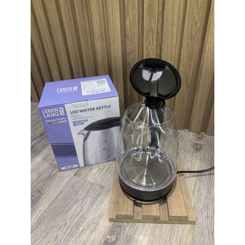 Ấm siêu tốc thuỷ tinh Lebenlang Đức 1.7L