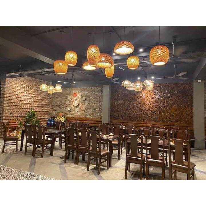 Đèn mây tre đan thả trần hình đám mây, Trang trí nhà cửa, nhà hàng, quán cà phê