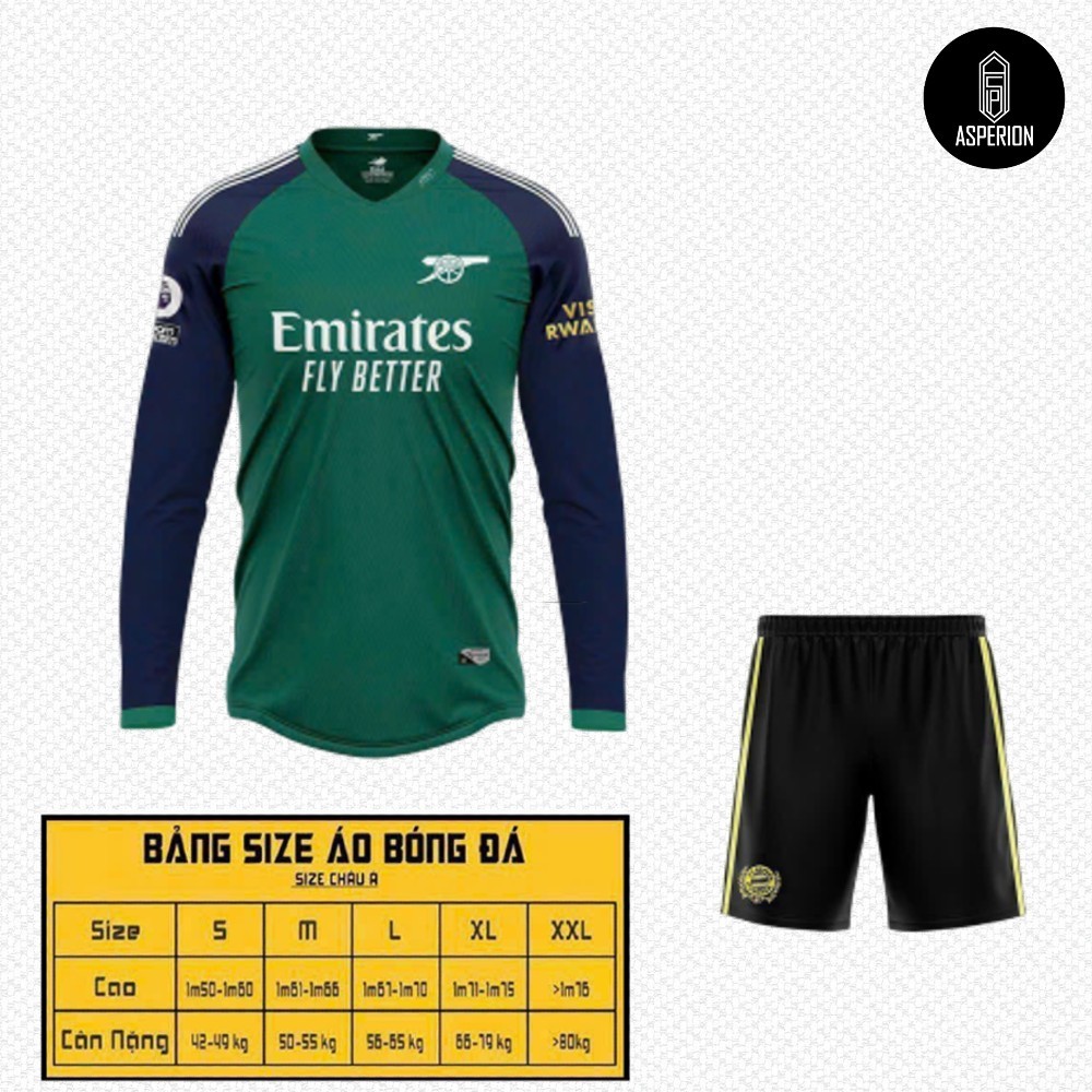 Bộ quần áo bóng đá dài tay CLB Arsenal xanh rêu thun lạnh