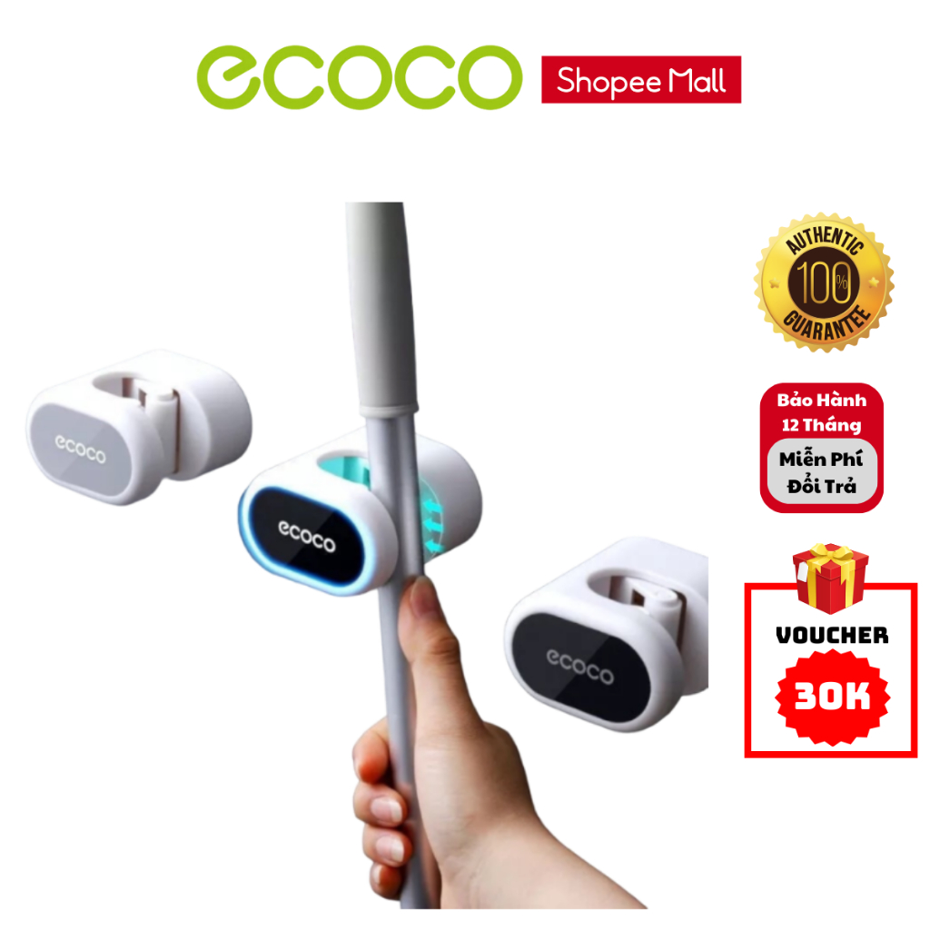 Móc Treo Cây Lau Nhà Dán Tường Ecoco, Móc Treo Chổi Đa Năng Lắp Đặt Không Cần Khoan Đục