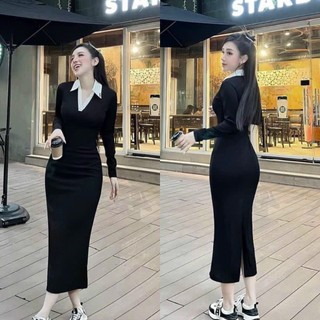 Đầm váy nữ body cổ polo chất thun xịn mịn xinh xắn dành cho các nàng diện đi tiệc, đi chơi, thời trang nữ MOON