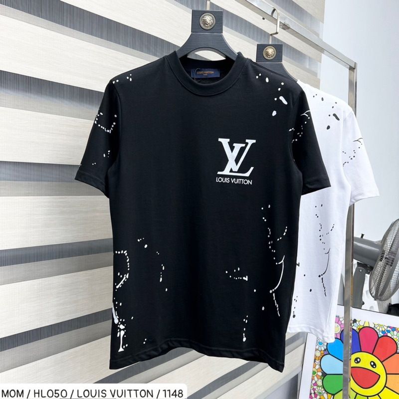 Áo Phông Nam Tay ngắn in hoạ tiết Lv vẩy sơn Chất Thun Cotton 4 chiều mềm mịn thoáng mát giá học sinh