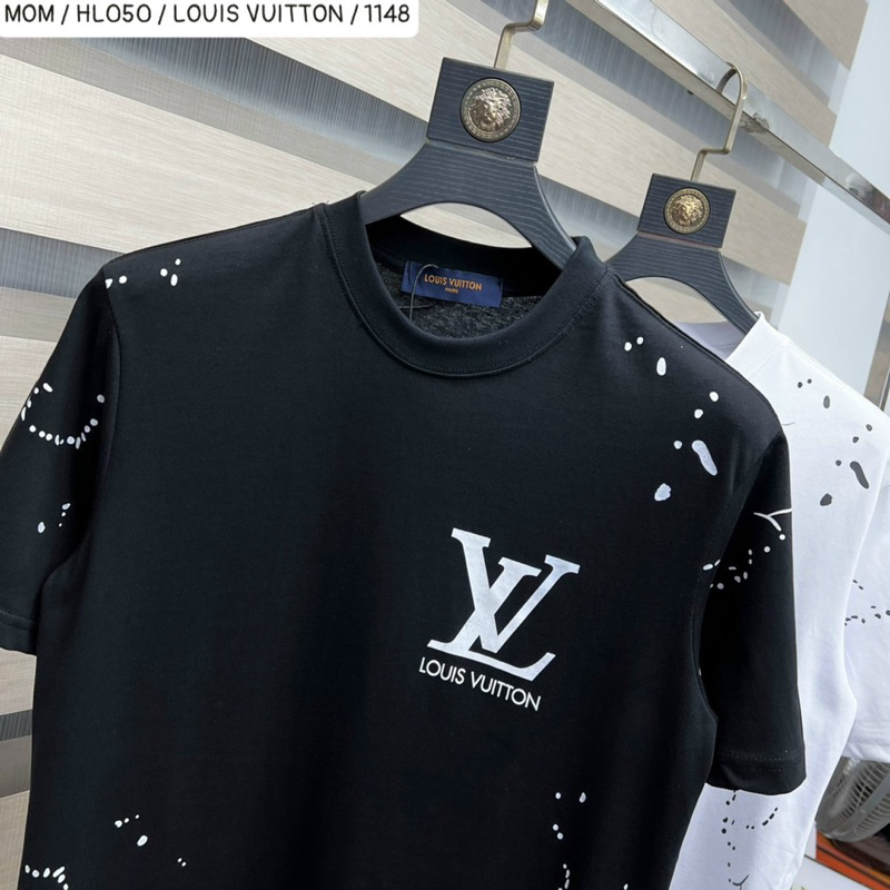 Áo Phông Nam Tay ngắn in hoạ tiết Lv vẩy sơn Chất Thun Cotton 4 chiều mềm mịn thoáng mát giá học sinh