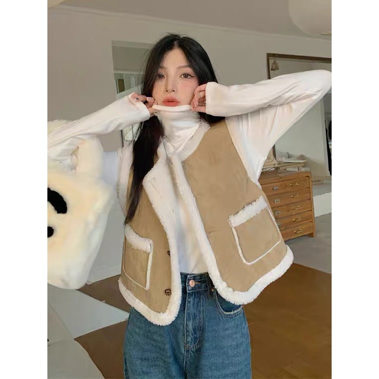 Áo khoác gile nữ lót lông siêu ấm hàng cao cấp loại 1 TRẺ TRUNG NĂNG ĐỘNG phong cách ullzang Hàn Quốc mới 2023 HAVII