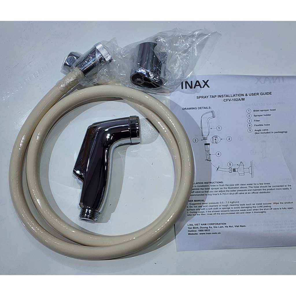 Vòi xịt rửa cao cấp INAX CFV-102M, hàng chính hãng Inax bảo hành 2 năm