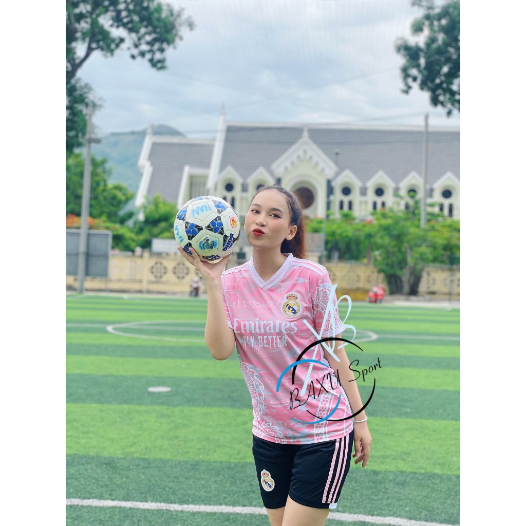 ÁO BÓNG ĐÁ CLB REAL HỒNG BẢN RỒNG 2024 - BỘ QUẦN ÁO BÓNG ĐÁ CLB REAL HỒNG RỒNG 2024