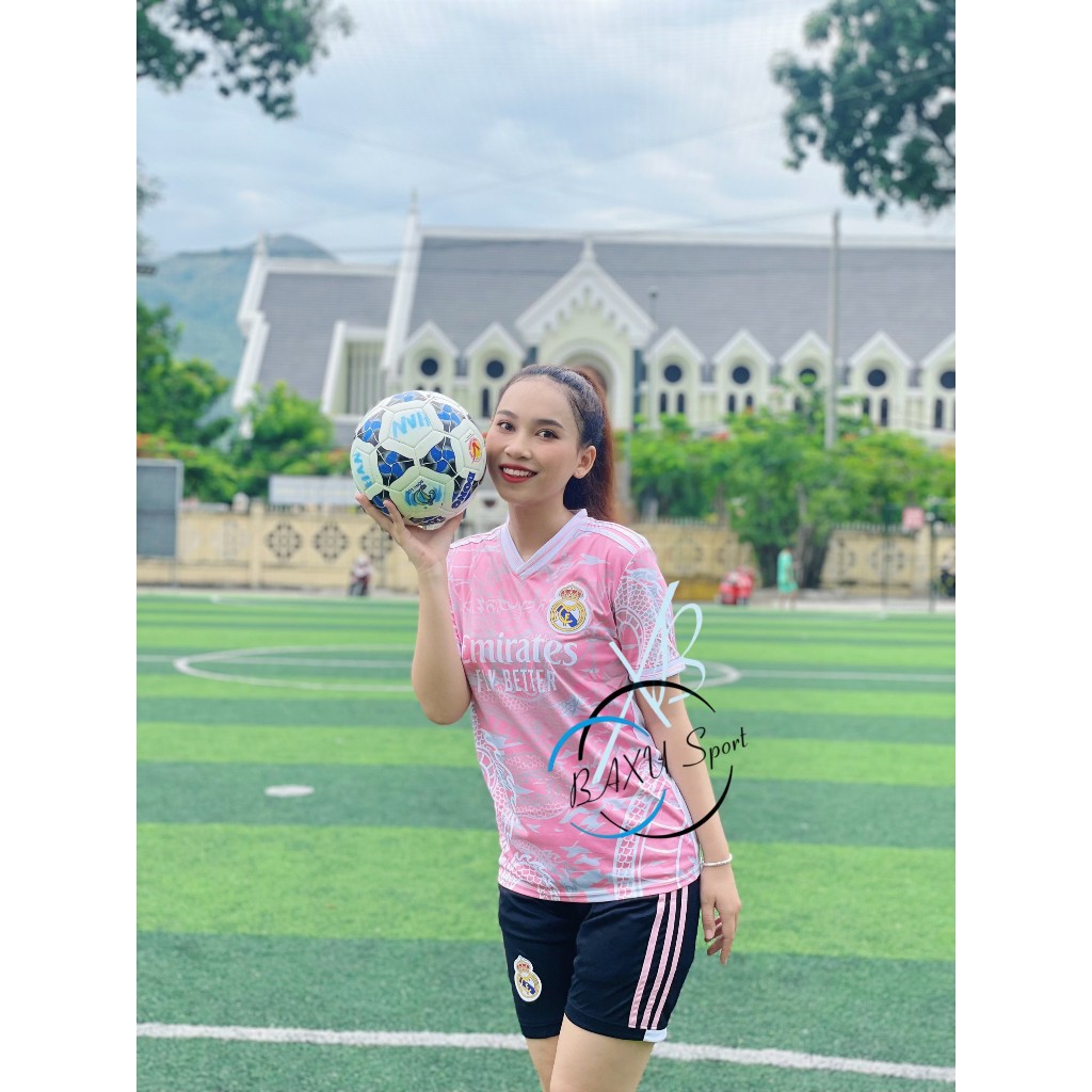 ÁO BÓNG ĐÁ CLB REAL HỒNG BẢN RỒNG 2024 - BỘ QUẦN ÁO BÓNG ĐÁ CLB REAL HỒNG RỒNG 2024