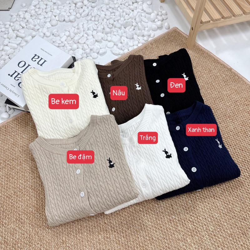 Áo cardigan thừng thêu thỏ - 6 màu