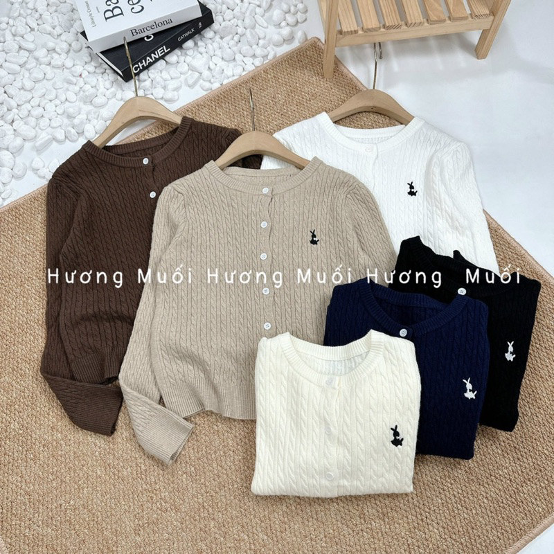Áo cardigan thừng thêu thỏ - 6 màu