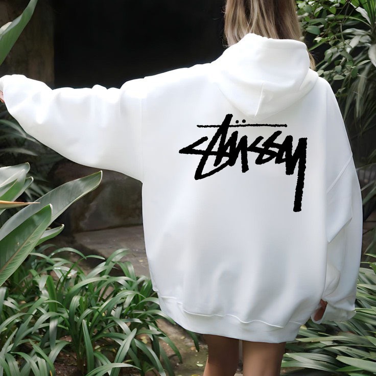 Áo HOODIE LOGo stussy from rộng chất liệu nỉ bông cao cấp 100% cotton