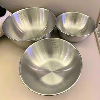 Set 3 thau inox 304 trộn bột cao cấp có vạch chia đa năng